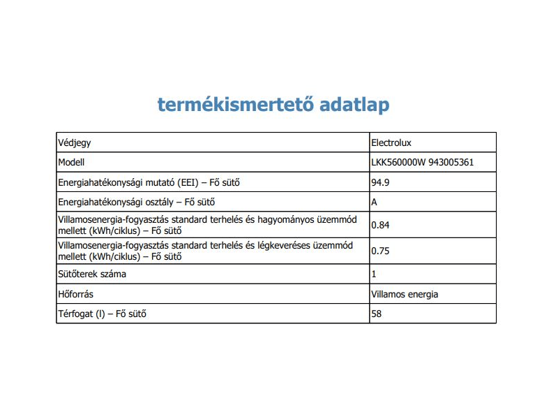 Electrolux LKK560000W PlusSteam Kombinált tűzhely, Fehér