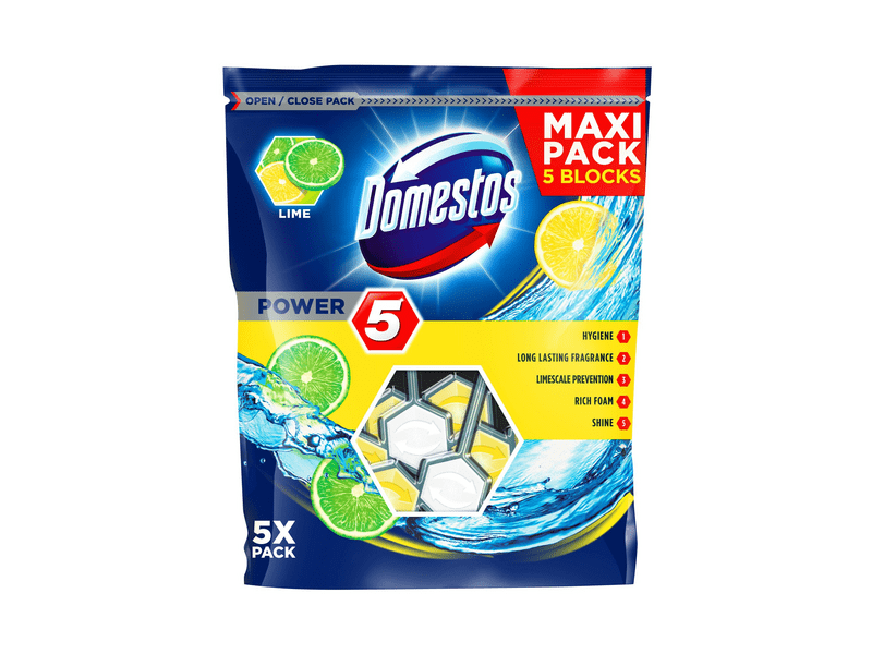 Domestos Power 5 WC frissítő blokk, Lime