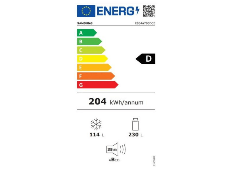 Samsung RB34A7B5DCE/EF Alulfagyasztós hűtőszekrény
