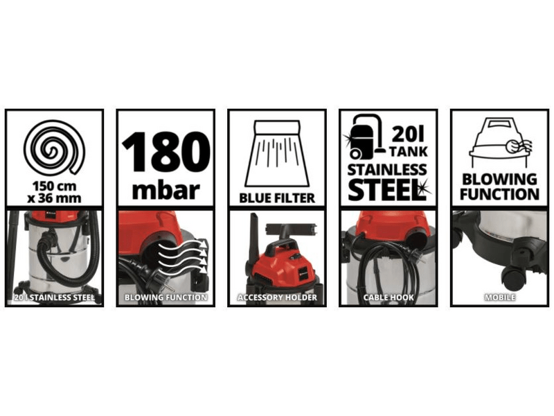 Einhell TC-VC 1820 S Száraz-nedves porszívó