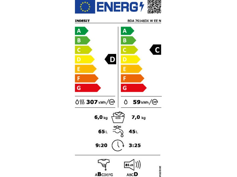 Indesit BDA 761483X W EE N Mosó- és szárítógép