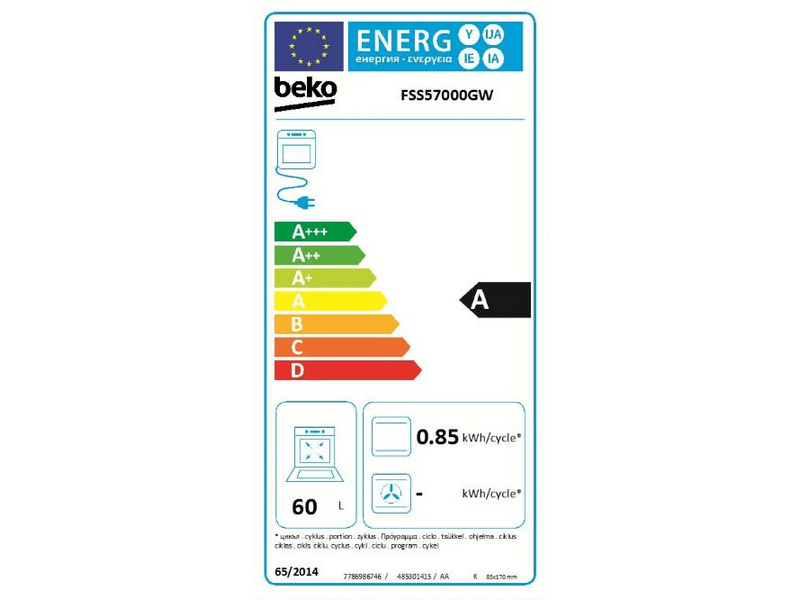 BEKO FSS57000GW Villanytűzhely