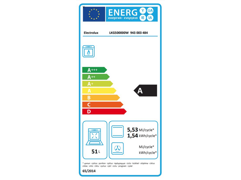 Electrolux LKG500000W Gáztűzhely