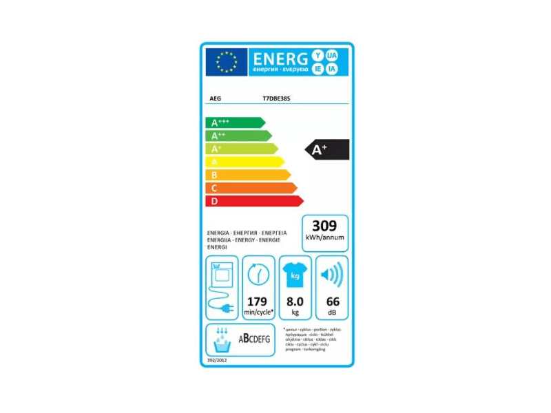AEG T7DBE38W Hőszivattyús szárítógép, 8 kg, LCD kijelző