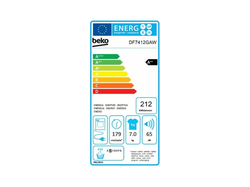 Beko DF7412GAW Hőszivattyús keskeny szárítógép