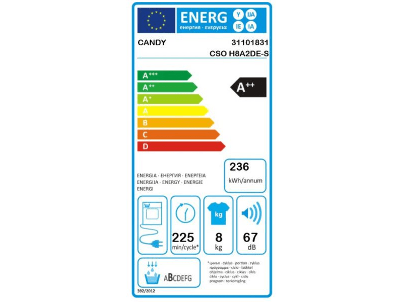 Candy CSO H8A2DE-S Hőszivattyús szárítógép