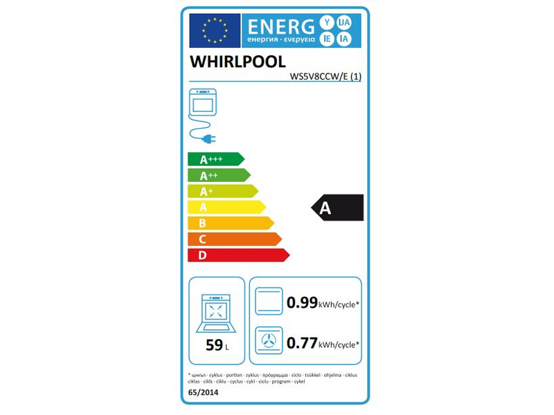 WHIRLPOOL WS5V8CCW/E Villanytűzhely