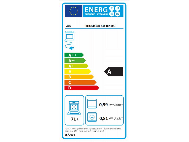 AEG BEB351110B Beépíthető sütő