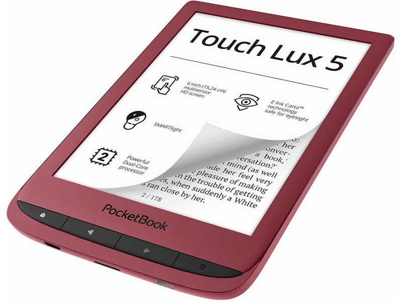 PocketBook Touch Lux 5 E-Book olvasó, rubinvörös (628-R-WW)