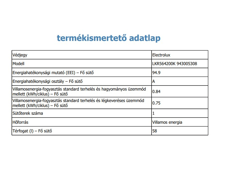 Electrolux LKR564200K Elektromos tűzhely