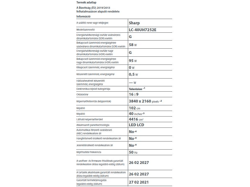 Sharp LC-40UH7252E 40