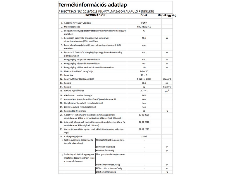 Sony KDL-32WD755BAEP FullHD SMART LED TV