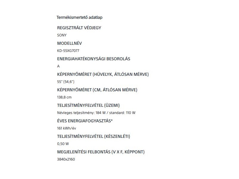 SONY KD-55XG7077SAEP 4K Ultra HD Smart LED Tv