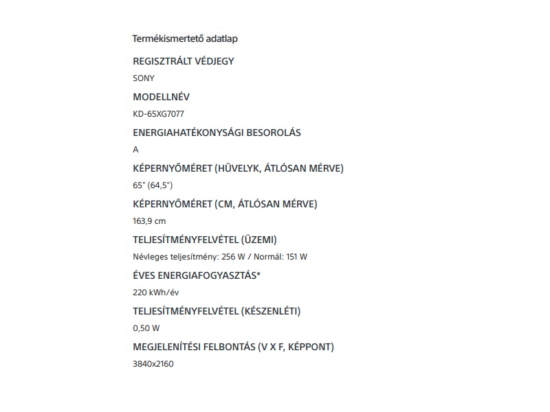 SONY KD-65XG7077SAEP Ultra HD Smart LED Tv