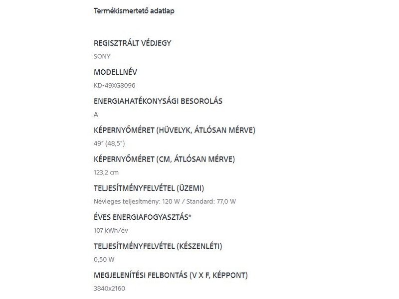 SONY KD-49XG8096BAEP 49