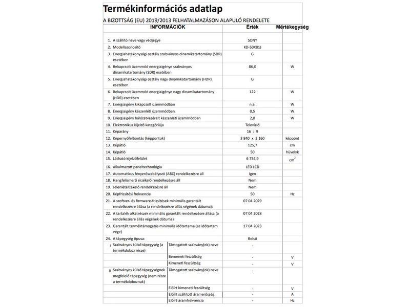 Sony KD-50X81JAEP 50