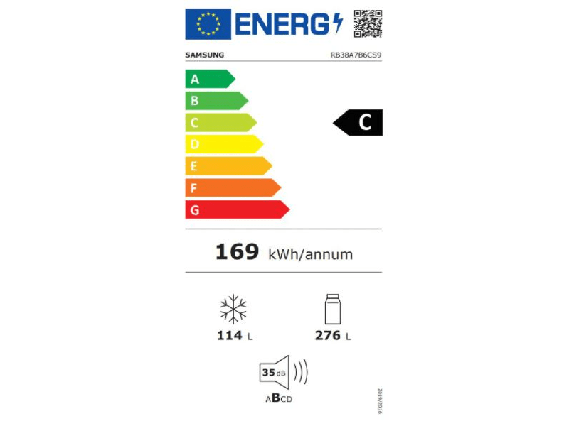 Samsung RB38A7B6CS9/EF Alulfagyasztós kombinált hűtőszekrény
