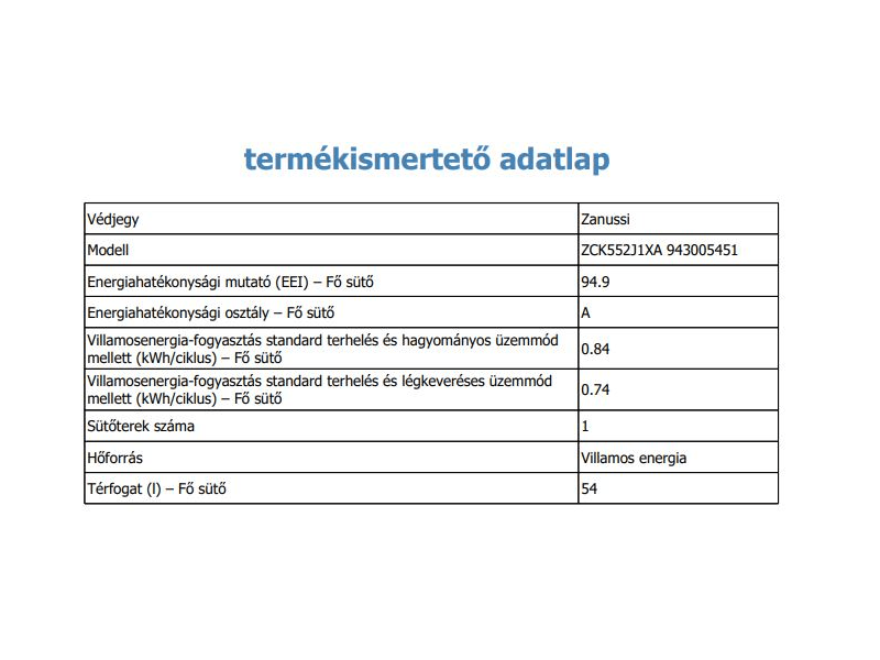 Zanussi ZCK552J1XA Kombinált tűzhely, inox
