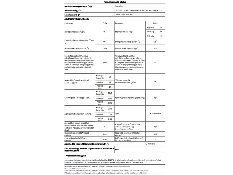 Electrolux EW6F429B PerfectCare elöltöltős mosógép, 9 kg, 1200 f/p