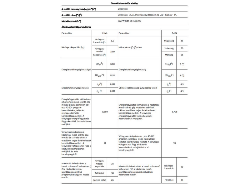 Electrolux EW7W361S Mosó-szárítógép, 10/6 kg, 1600 f/p., gőzprogram, LCD kijelző