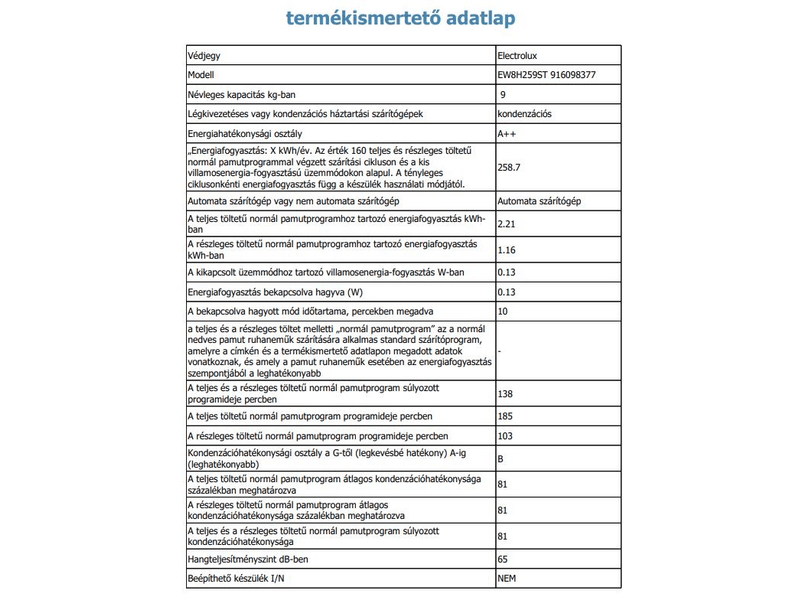 Electrolux EW8H259ST PerfectCare hőszivattyús szárítógép, 9 kg