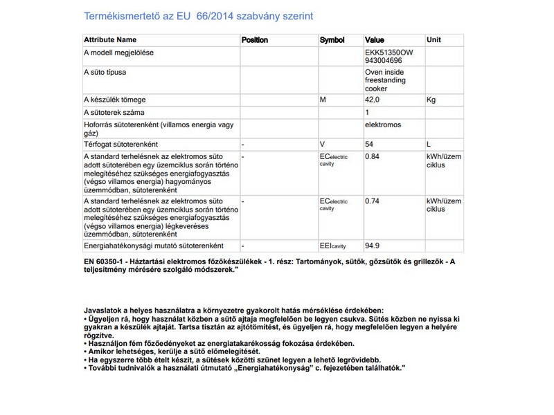 ELECTROLUX EKK51350OW Kombinált tűzhely