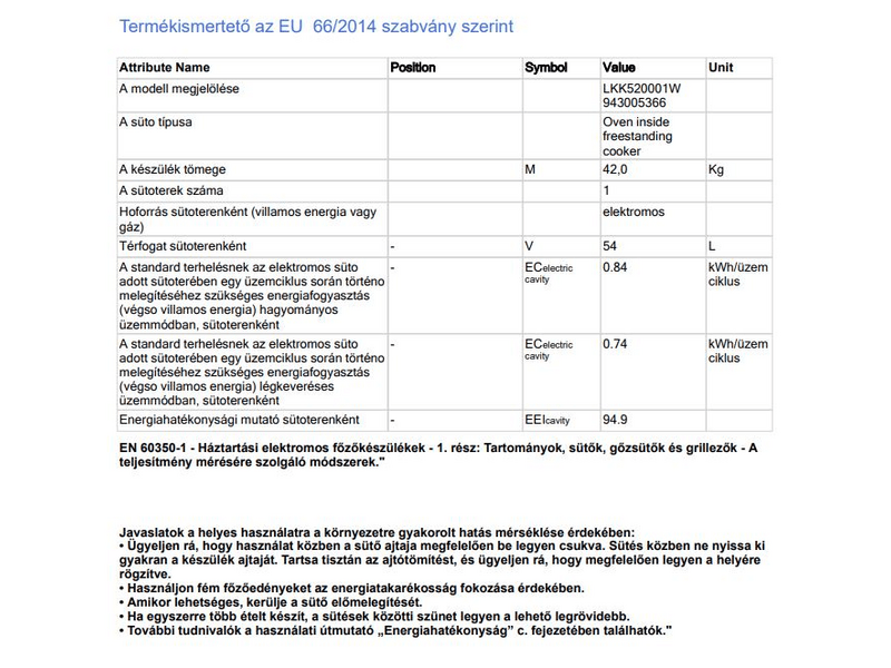 Electrolux LKK520001W Kombinált tűzhely