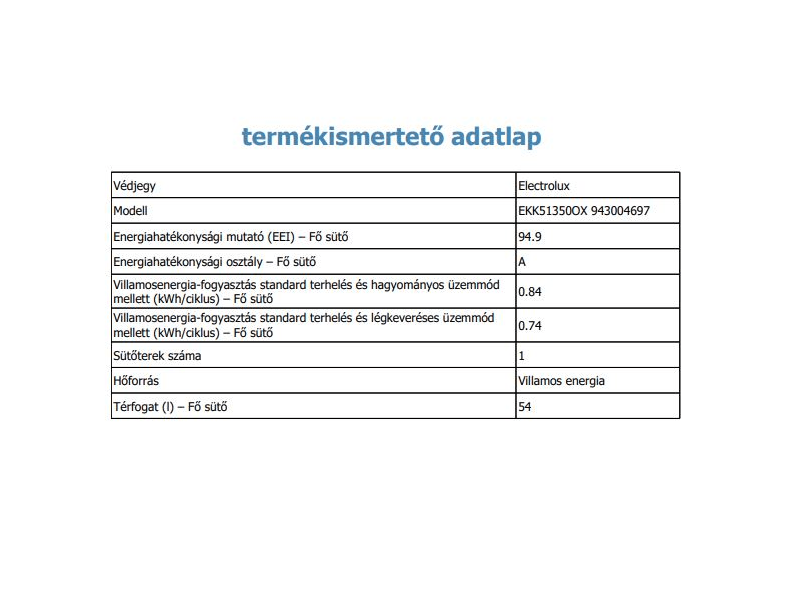 ELECTROLUX EKK51350OX Kombinált tűzhely