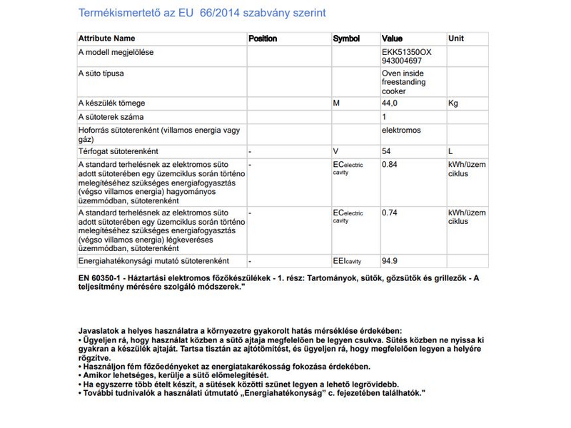 ELECTROLUX EKK51350OX Kombinált tűzhely