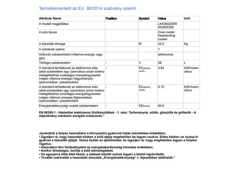 Electrolux LKK560205W Kombinált tűzhely