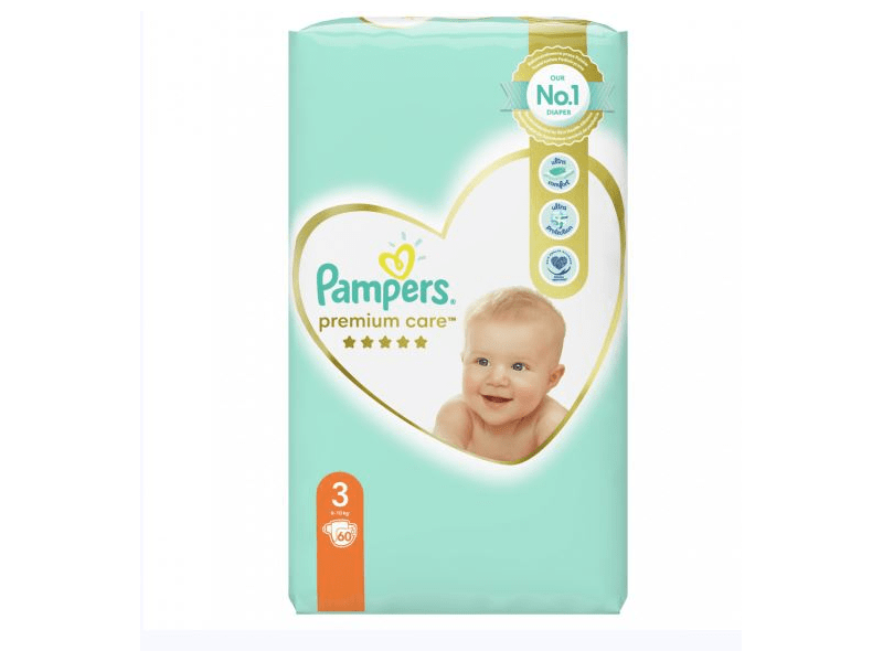 Pampers Premium Care 3 Midi pelene 60 kom, veličina 3