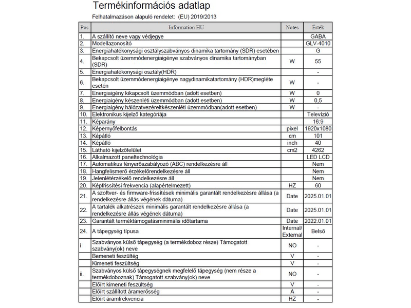 Gaba GLV-4010 Full HD LED Tv