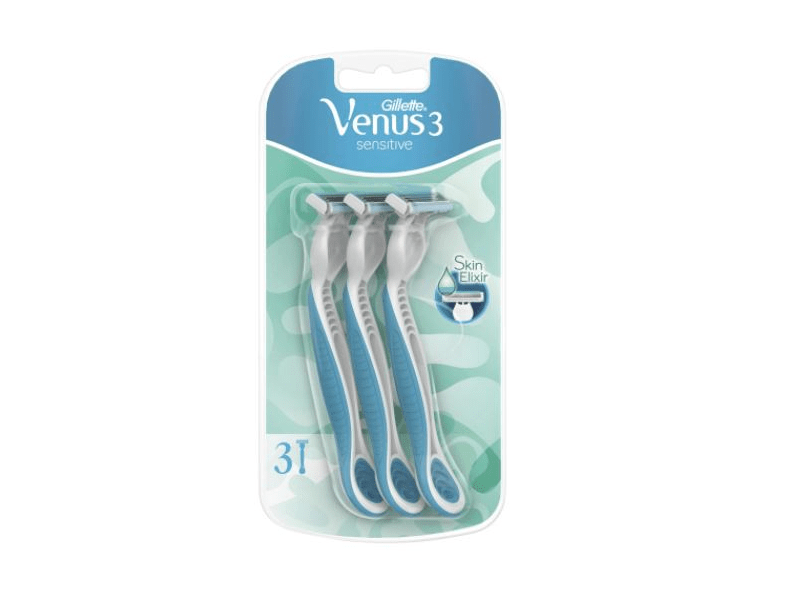 Gillette Venus3 Sensitive eldobható női borotva, 3 db, zöld