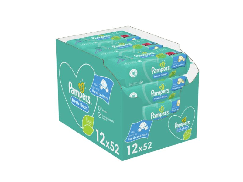 Pampers Fresh Clean Nedves törlőkendő, 12 x 52 db