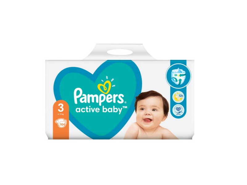 Pampers Active Baby Giant Pack pelenka, 3-as méret, 104 db