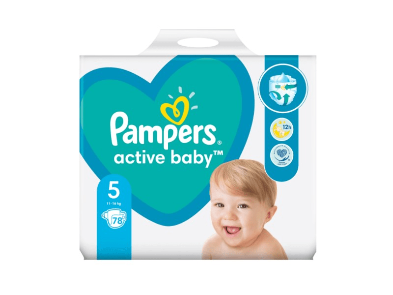 Pampers Active Baby-Dry Giant Pack pelenka, 5-ös méret, 78 db