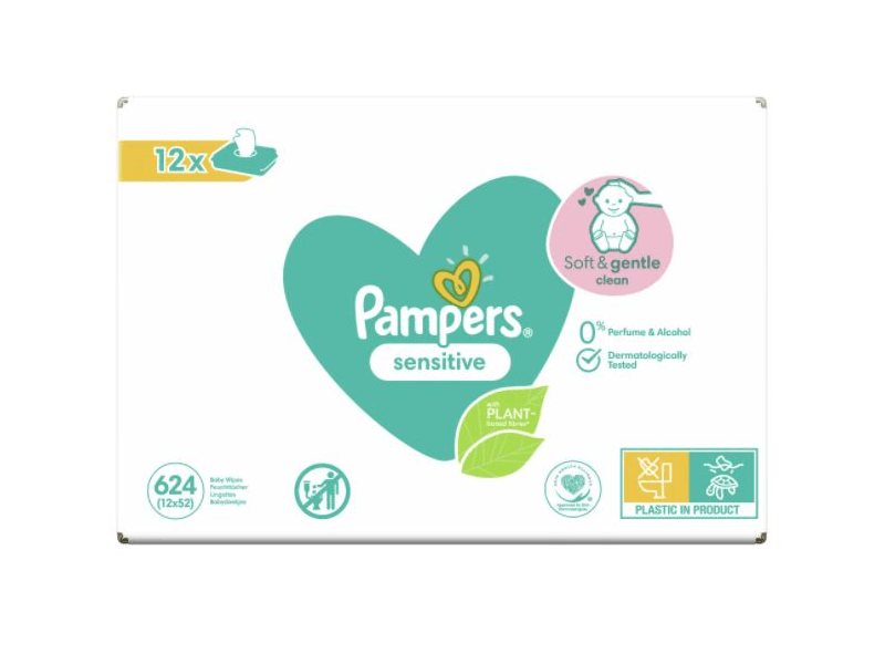 Pampers Sensitive Törlőkendő, 12 x 52 db