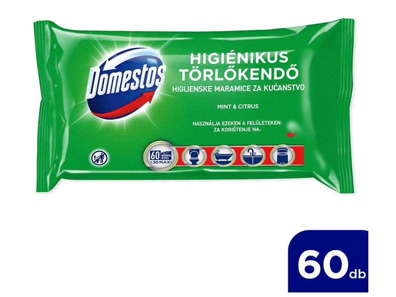 Domestos Higiénikus Törlőkendő, menta és citrus illattal / 60 db /