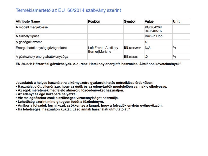 Electrolux KGG6426K Beépíthető gáz főzőlap, 60 cm