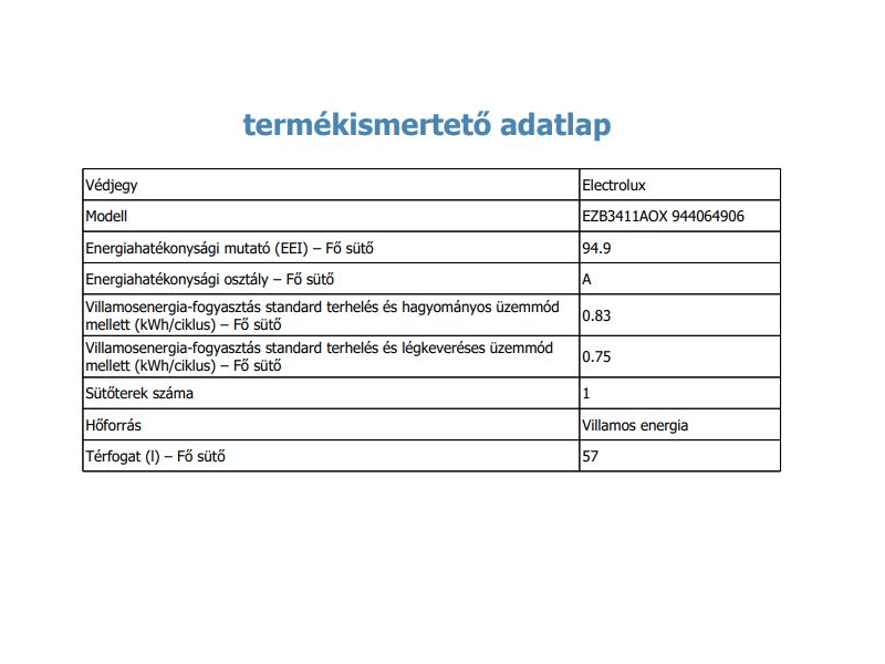 Electrolux EZB3411AOX Beépíthető sütő, LED kijelző