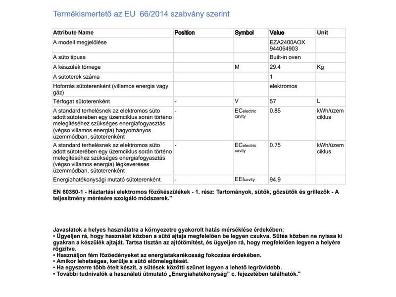 Electrolux EZA2400AOX Beépíthető sütő, katalitikus tisztítás, LED kijelző