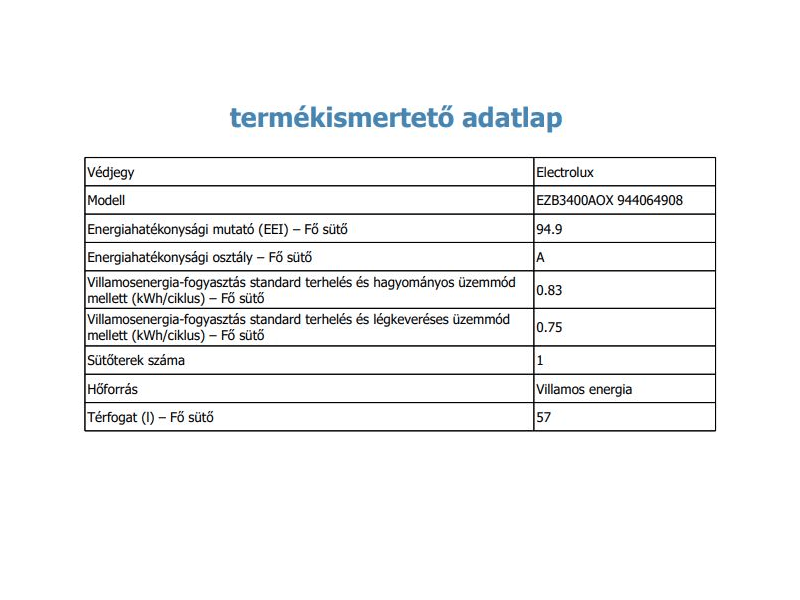 Electrolux EZB3400AOX Beépíthető sütő, LED kijelző