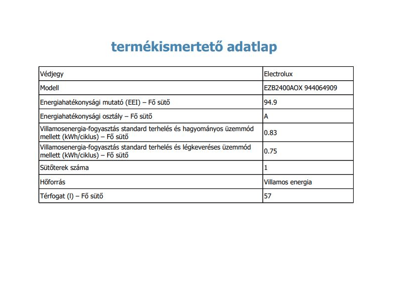 Electrolux EZB2400AOX Beépíthető sütő, LED kijelző