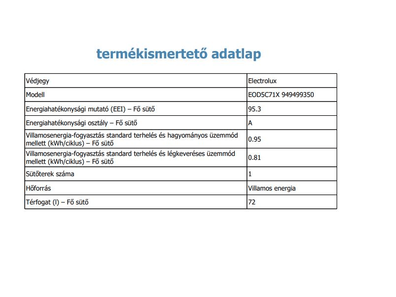 Electrolux EOD5C71X Beépíthető sütő