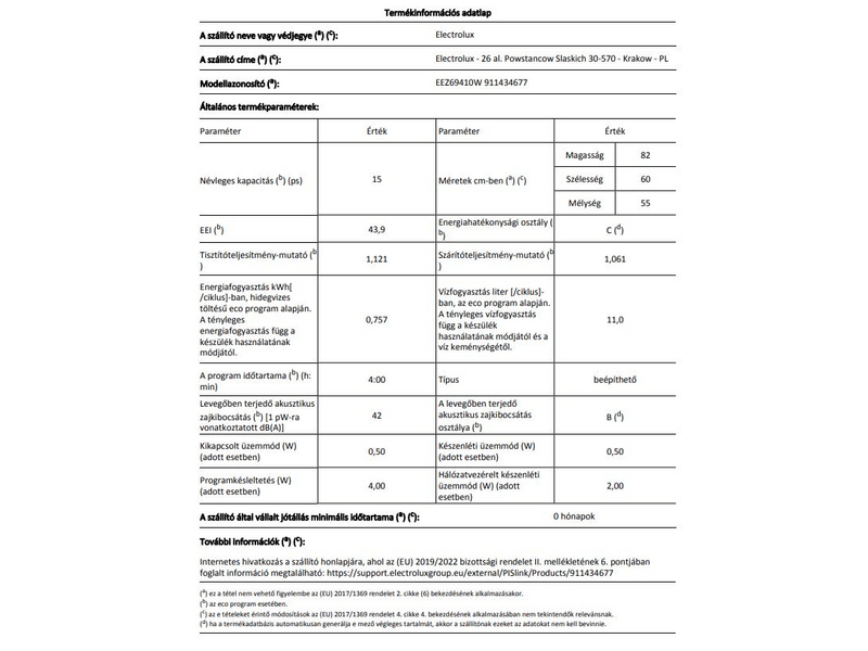 Electrolux EEZ69410W Beépíthető mosogatógép