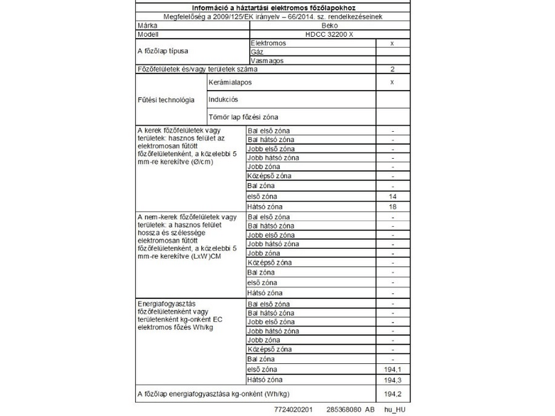 BEKO HDCC-32200 X Beépíthető dominolap