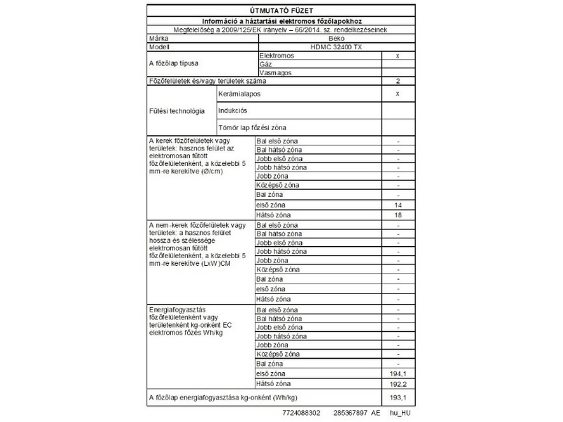 BEKO HDMC 32400TX Beépíthető dominolap