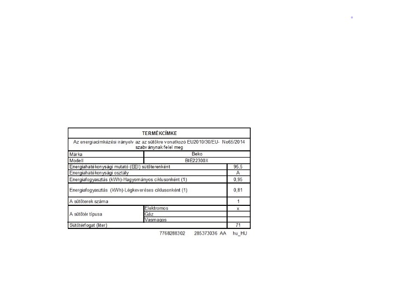 BEKO BIE22300X Beépíthető sütő