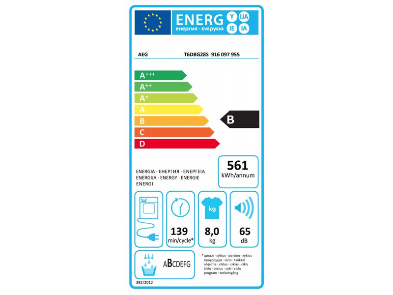 AEG T6DBG28S Kondenzációs szárítógép, 8 kg, inverter motor, LCD kijelző, B