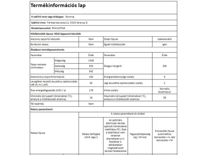 Gorenje RF4142PW4 Kombinirani hladnjak s gornjim zamrzivačem